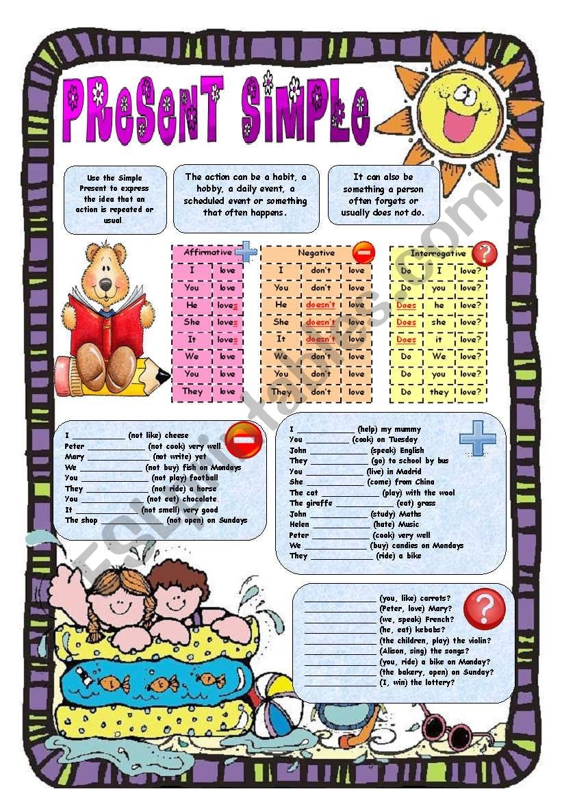 Grammar Worksheet Present Simple