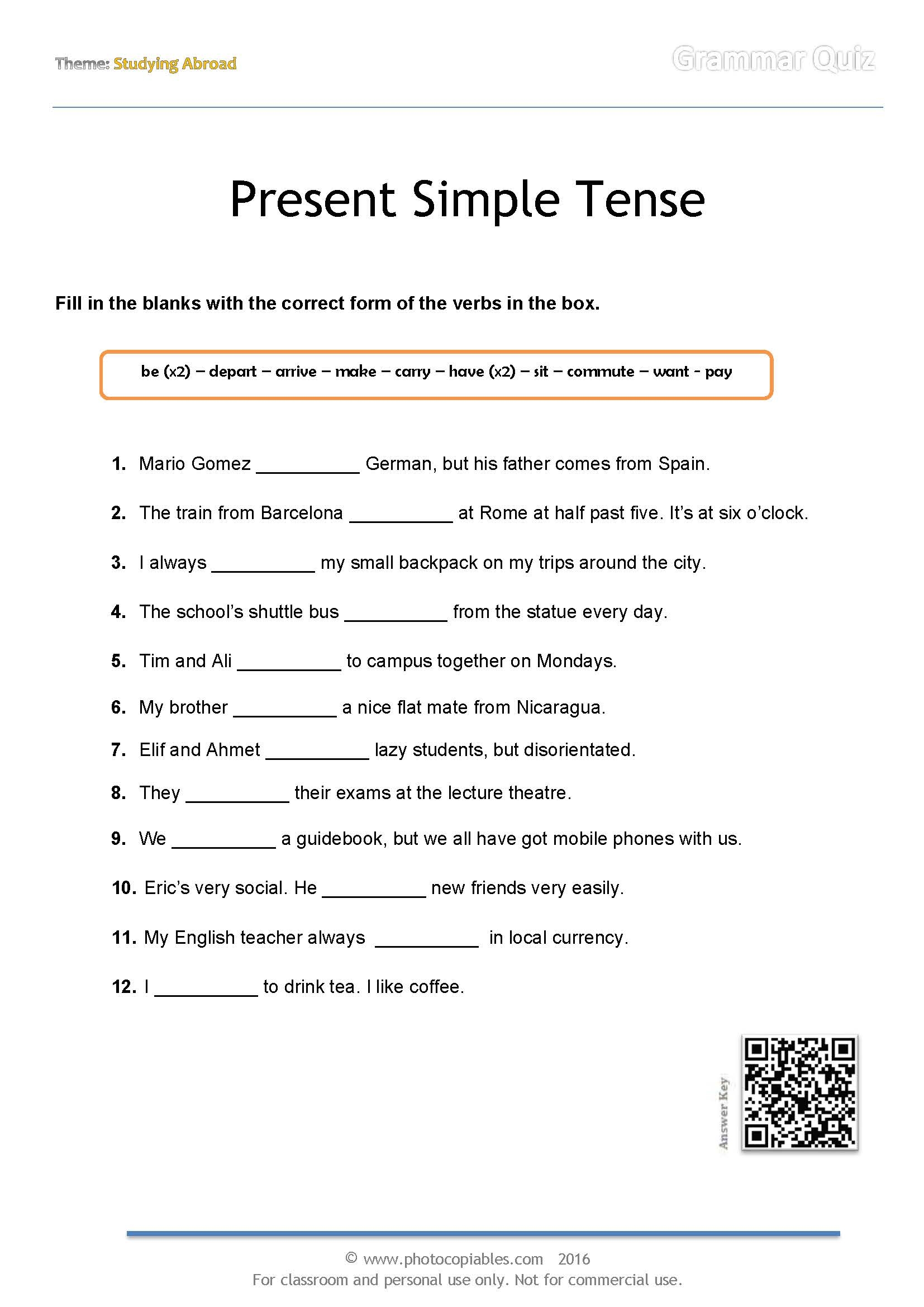 Grammar Quiz Worksheet