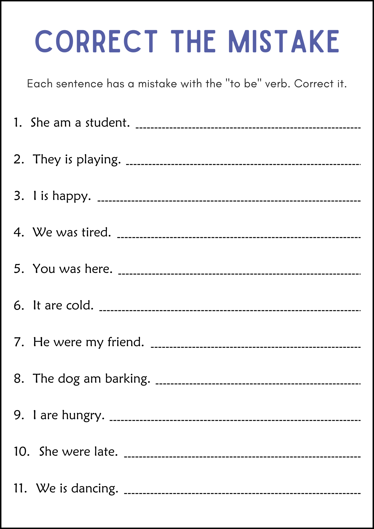 Present Simple Verb To Be Grammar Worksheets Verb To Be For Beginners Exercise Made By Teachers