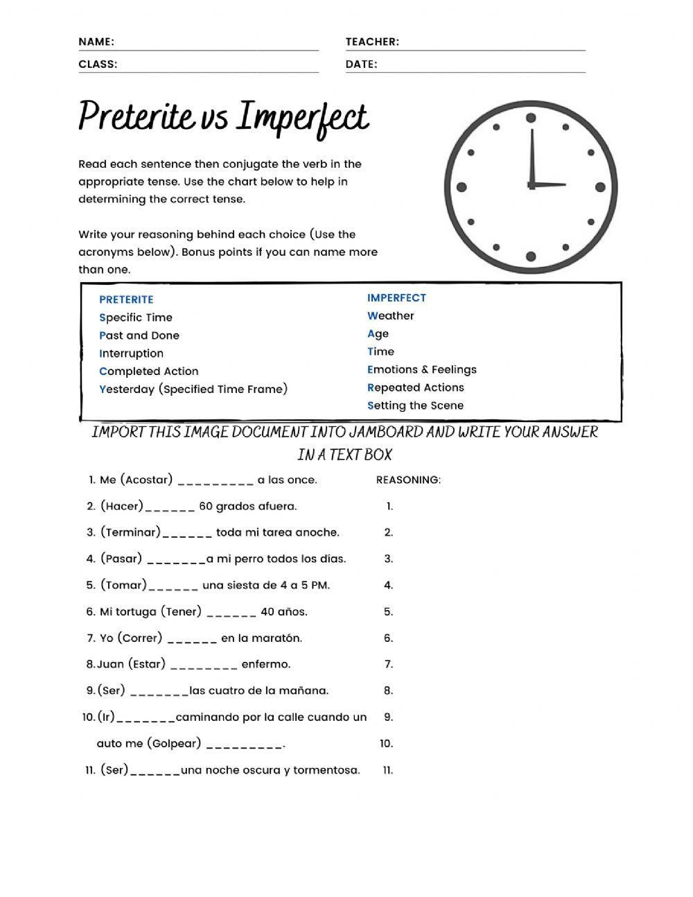 Preterite Vs Im Free Interactive Worksheets 430155