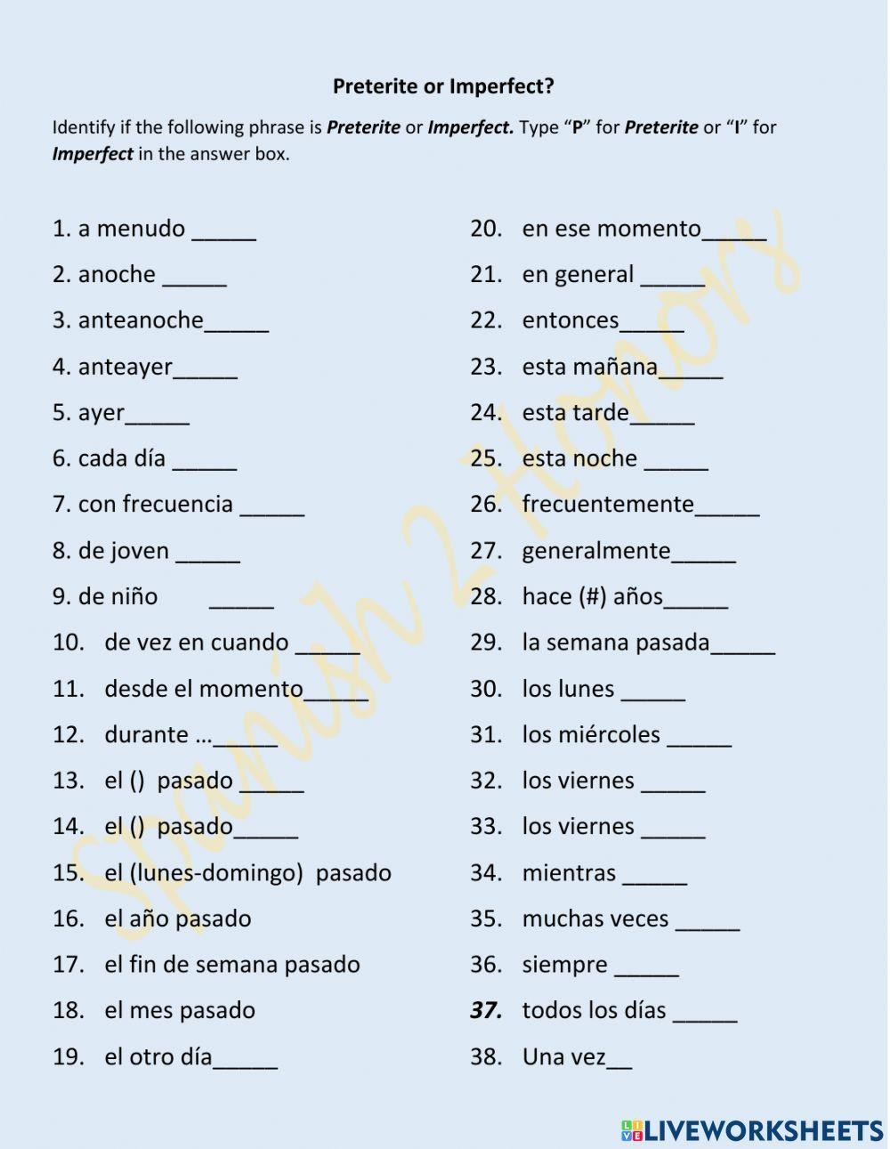 Preterite Vs Im Free Interactive Worksheets 6565873