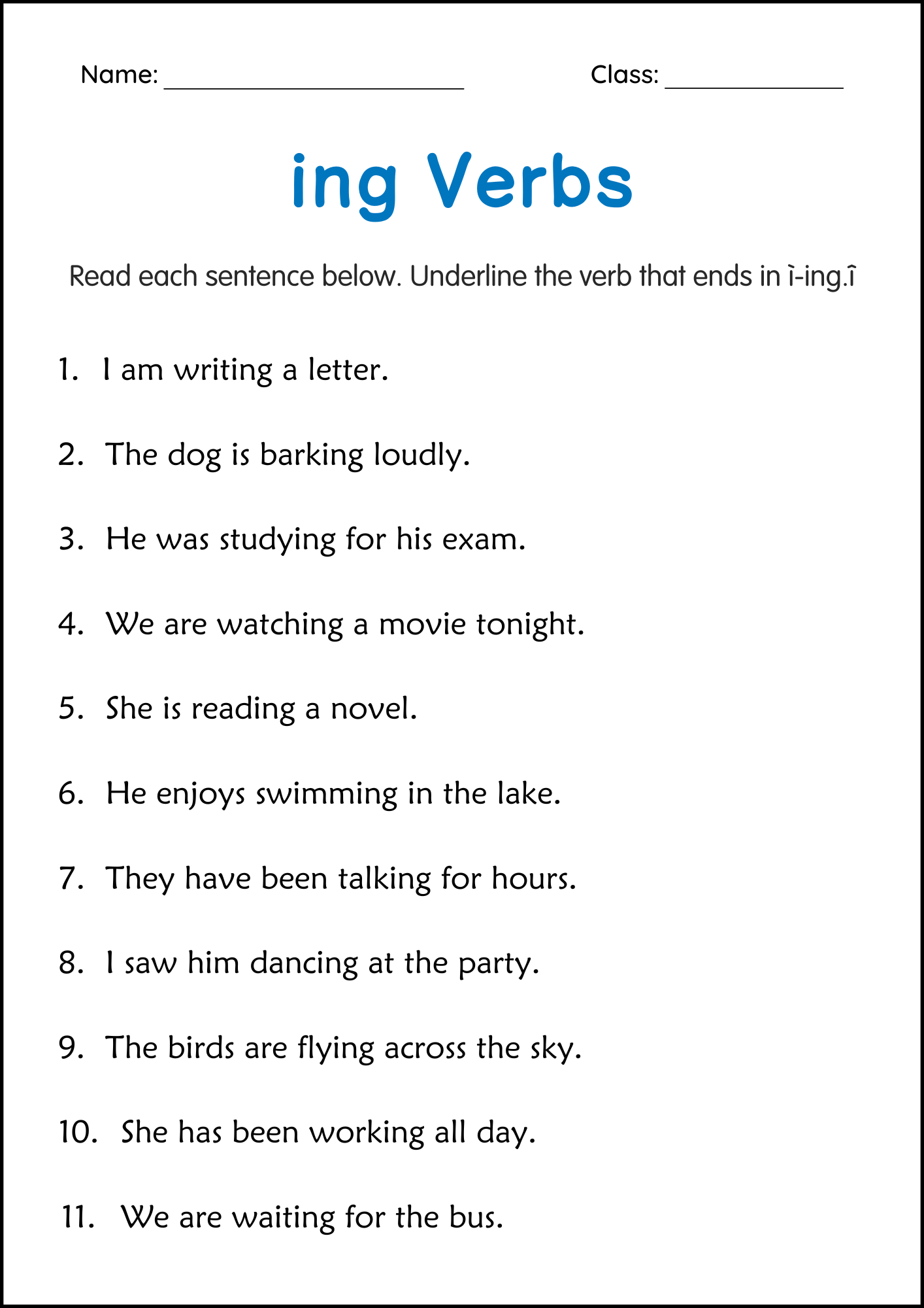 Printable Adding Ing To Verbs Grammar Worksheet And Activity For Grade 1 2 3 Teaching Resources