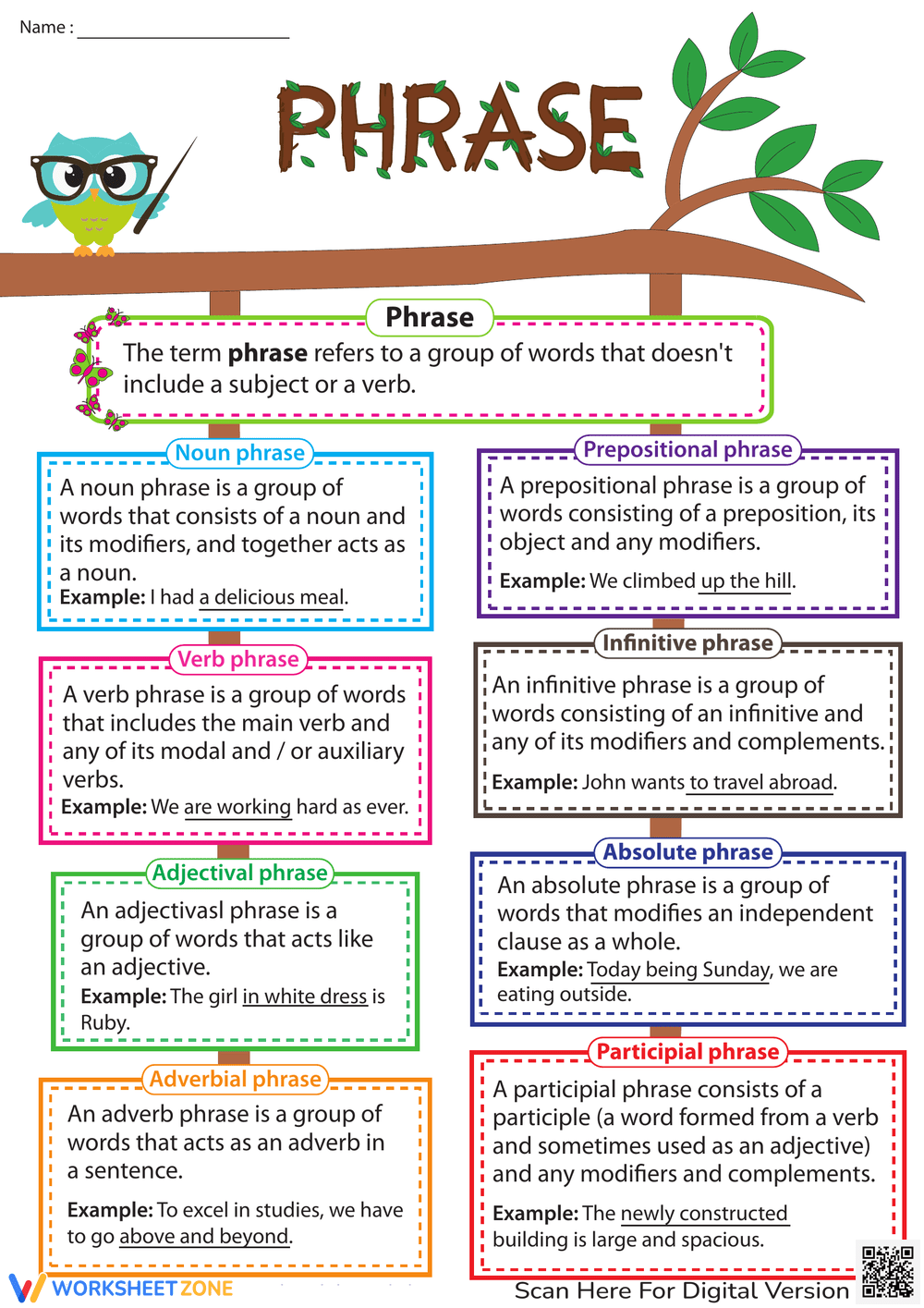 Grammar Phrases Worksheet Grammar Phrases Worksheet