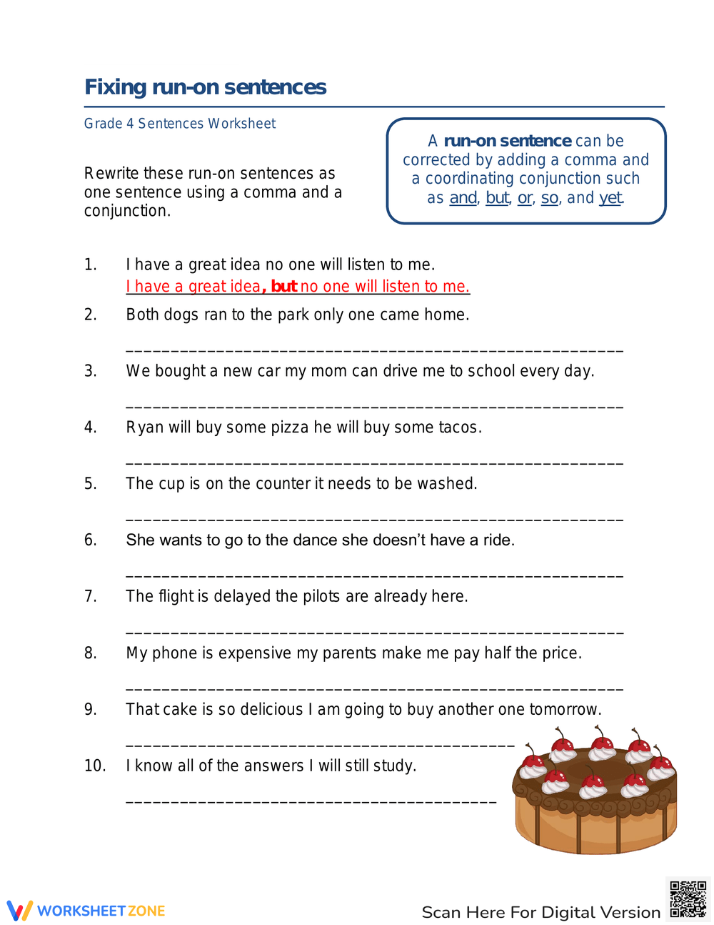 Printable Grade 5 Run On Sentences Worksheets