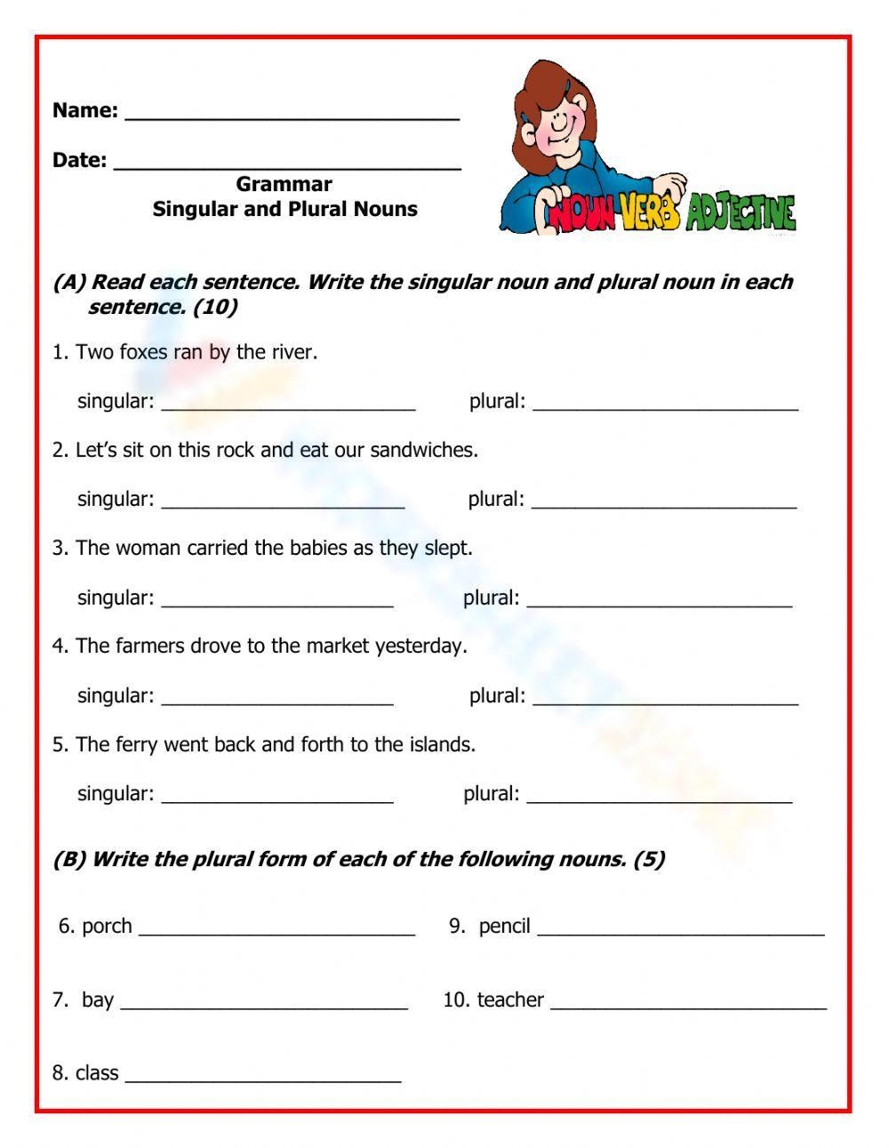 Printable Grade 6 Nouns Worksheets Download