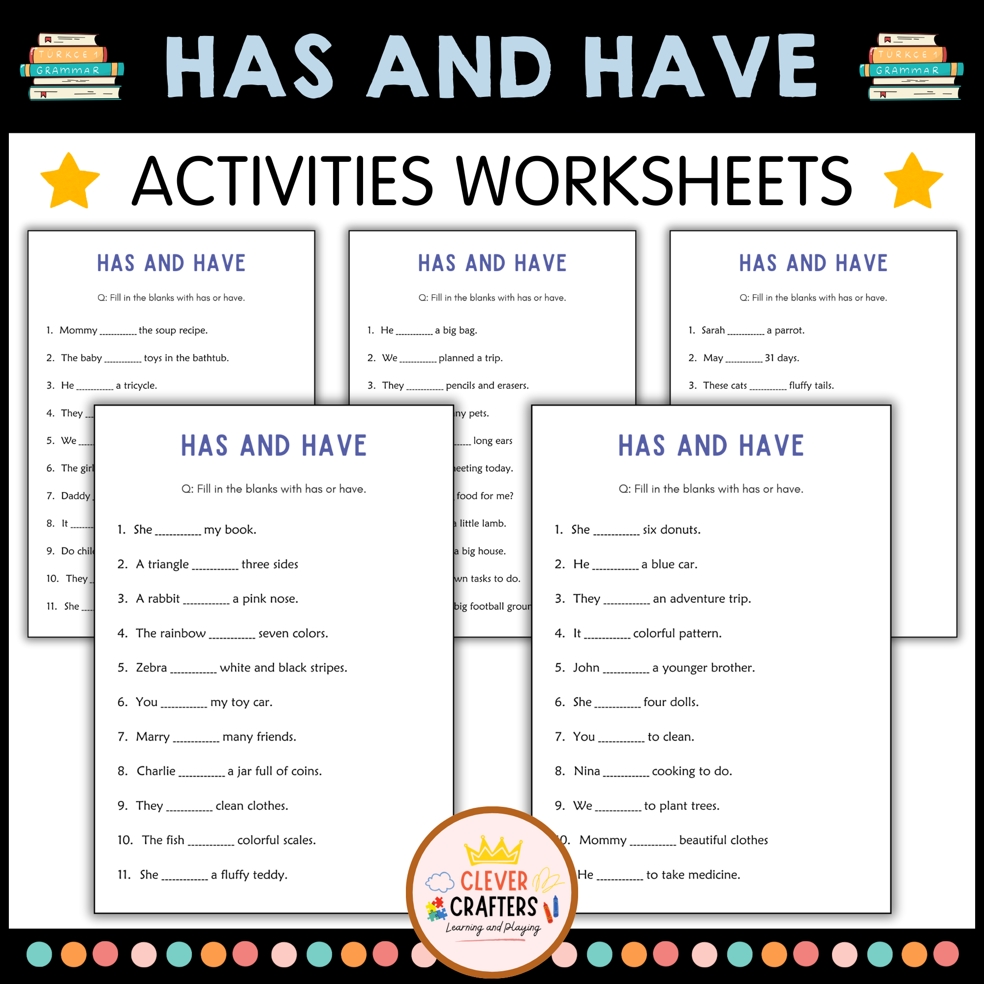 Printable Has And Have Grammar Worksheets For Grade 1 2 3 By Teach Simple