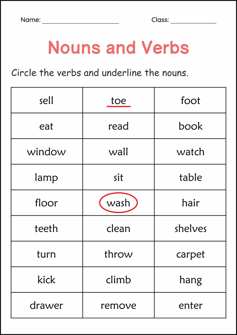 Printable Nouns And Verbs Grammar Worksheets 2nd And 3rd Grade Made By Teachers