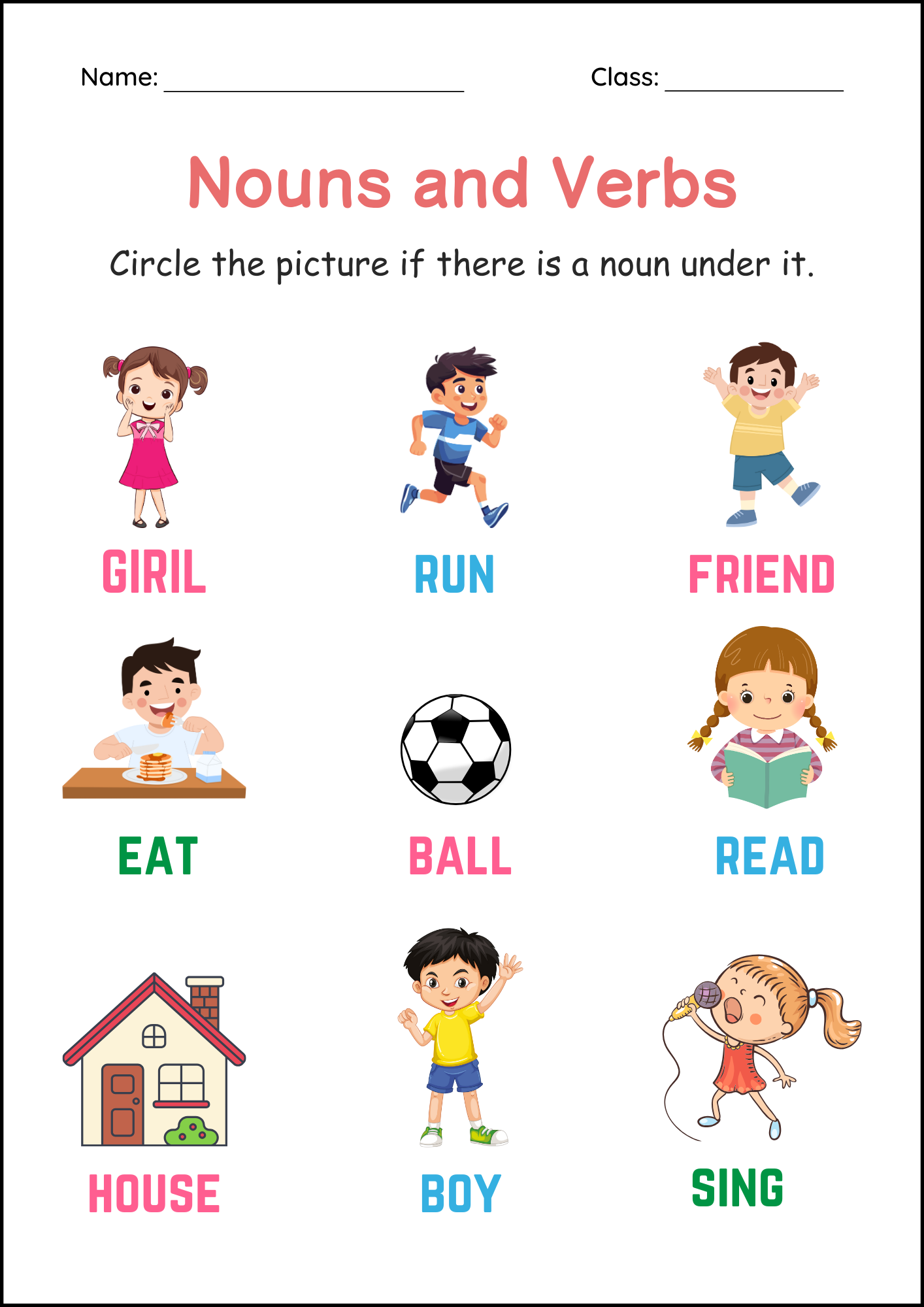 Printable Nouns And Verbs Grammar Worksheets 2nd And 3rd Grade Made By Teachers