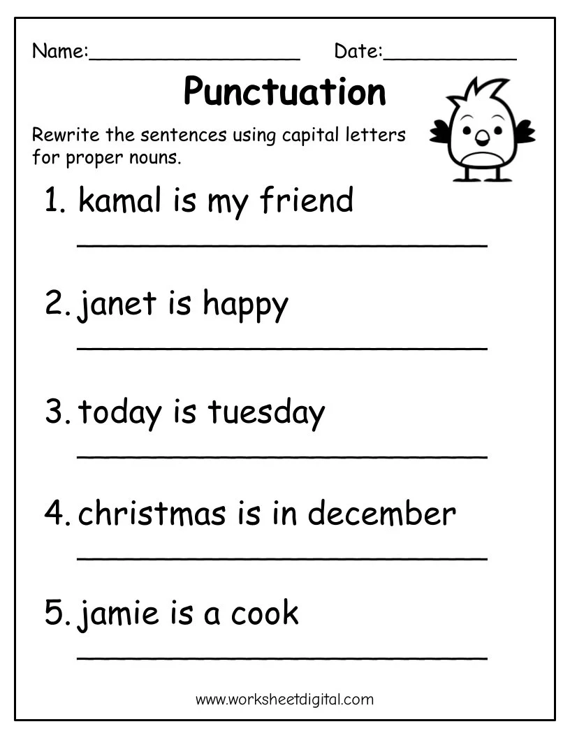 Punctuation And Grammar Worksheets