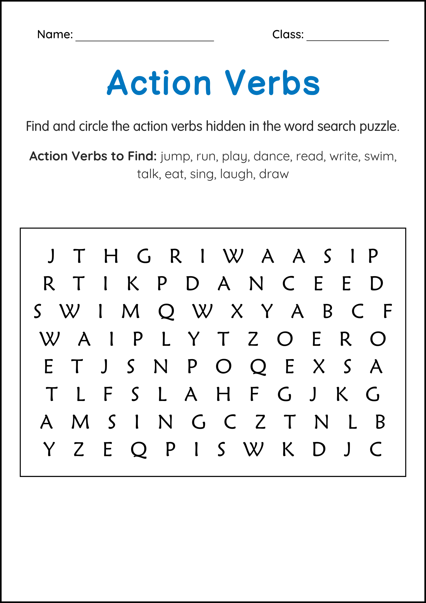 Printable Sentences Action Verbs Grammar Activity Worksheets For Grade 1 2 3 Made By Teachers