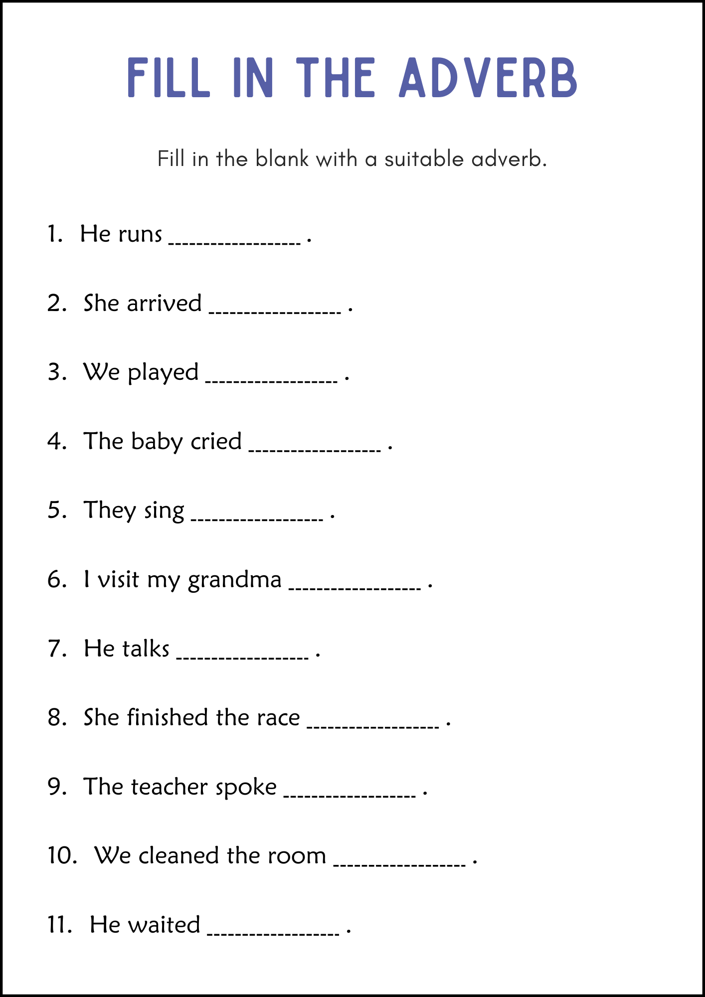 Printable Verbs And Adverbs Grammar Worksheets For Grade 1 2 3 Made By Teachers