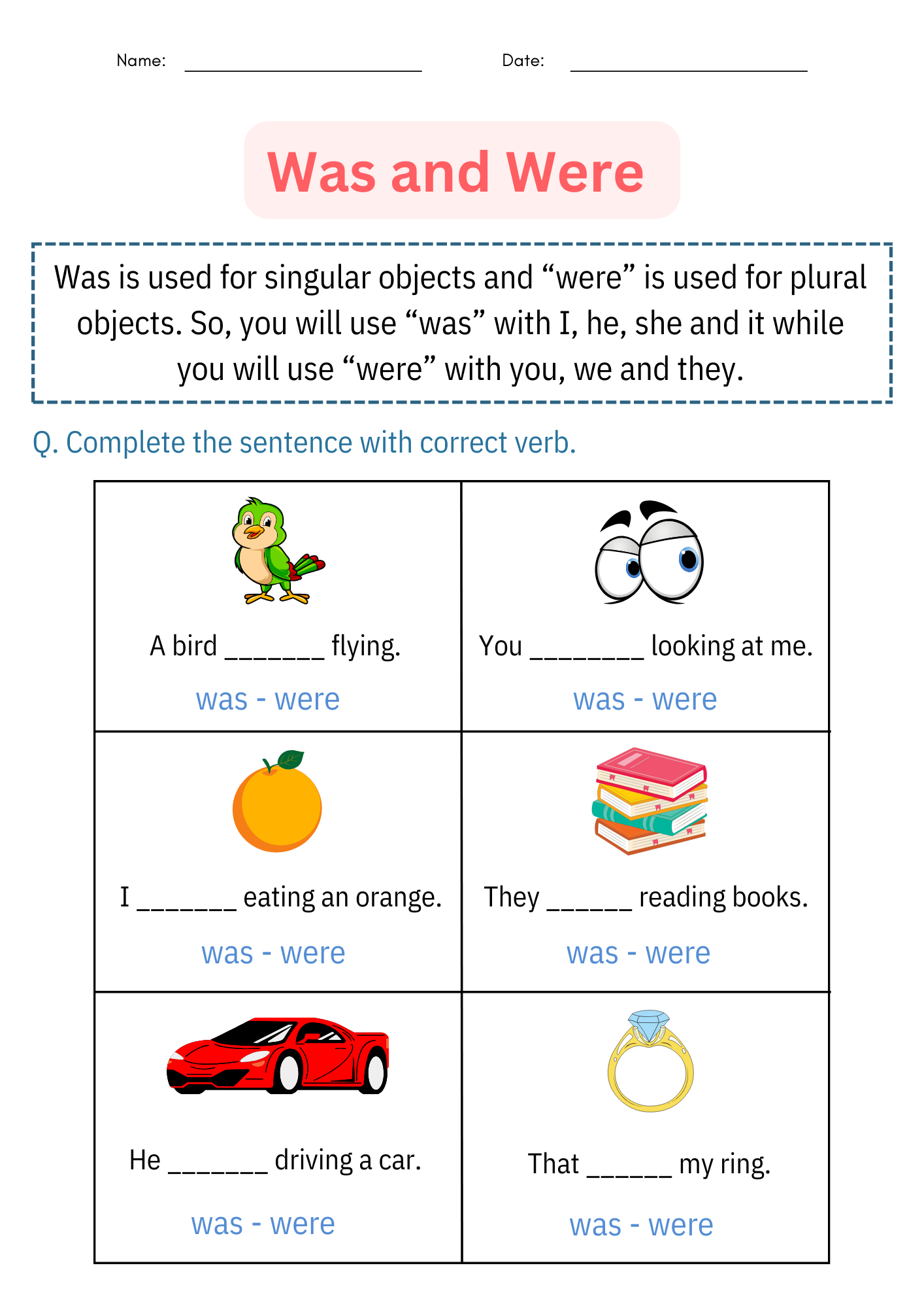 Is Was Were Grammar Worksheets Is Was Were Grammar Worksheets