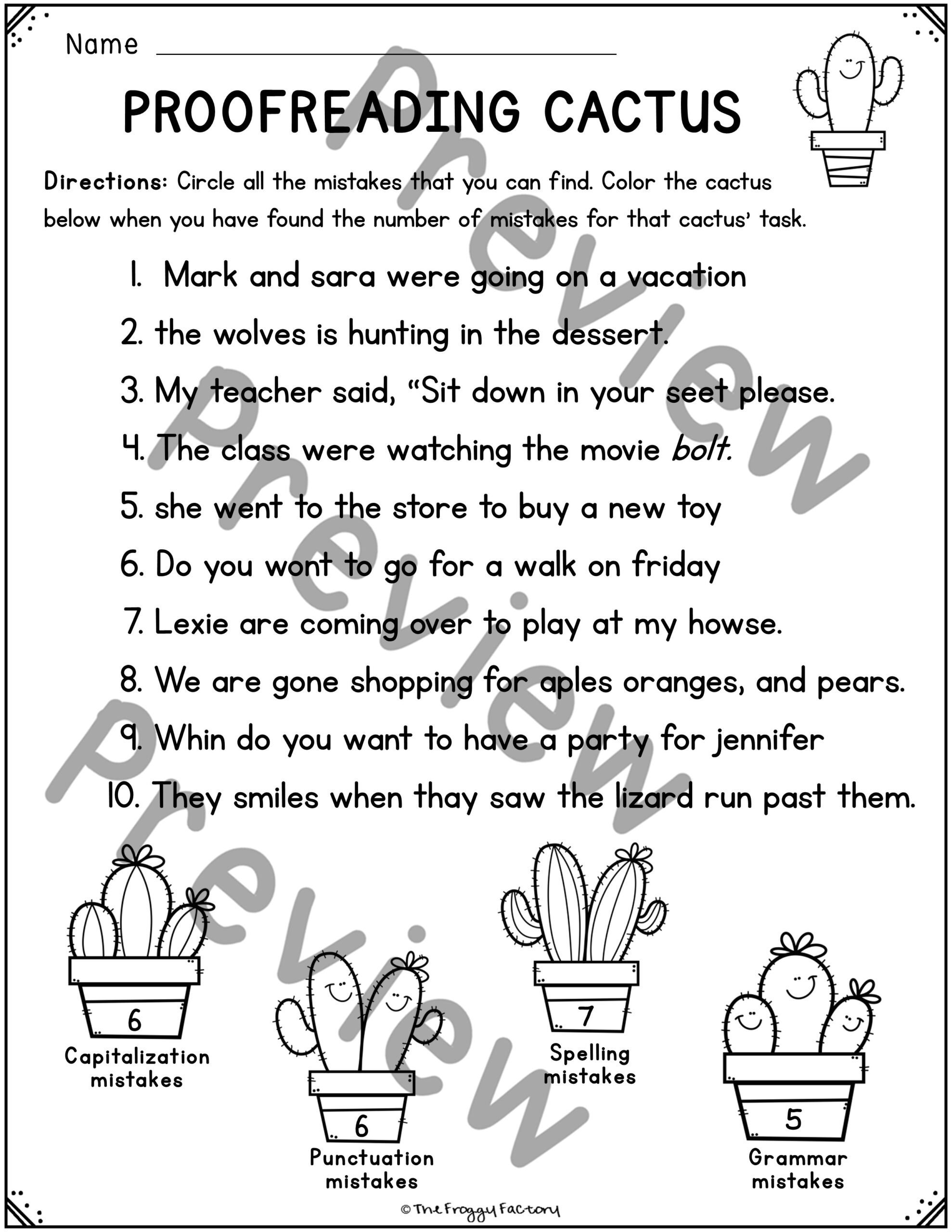 Proofreading Worksheets Editing Practice Classful