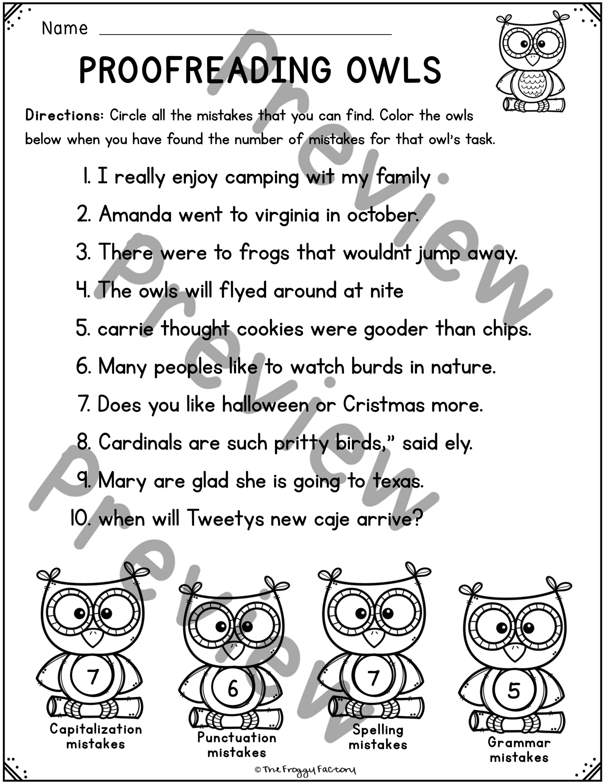 Proofreading Worksheets Editing Practice Classful