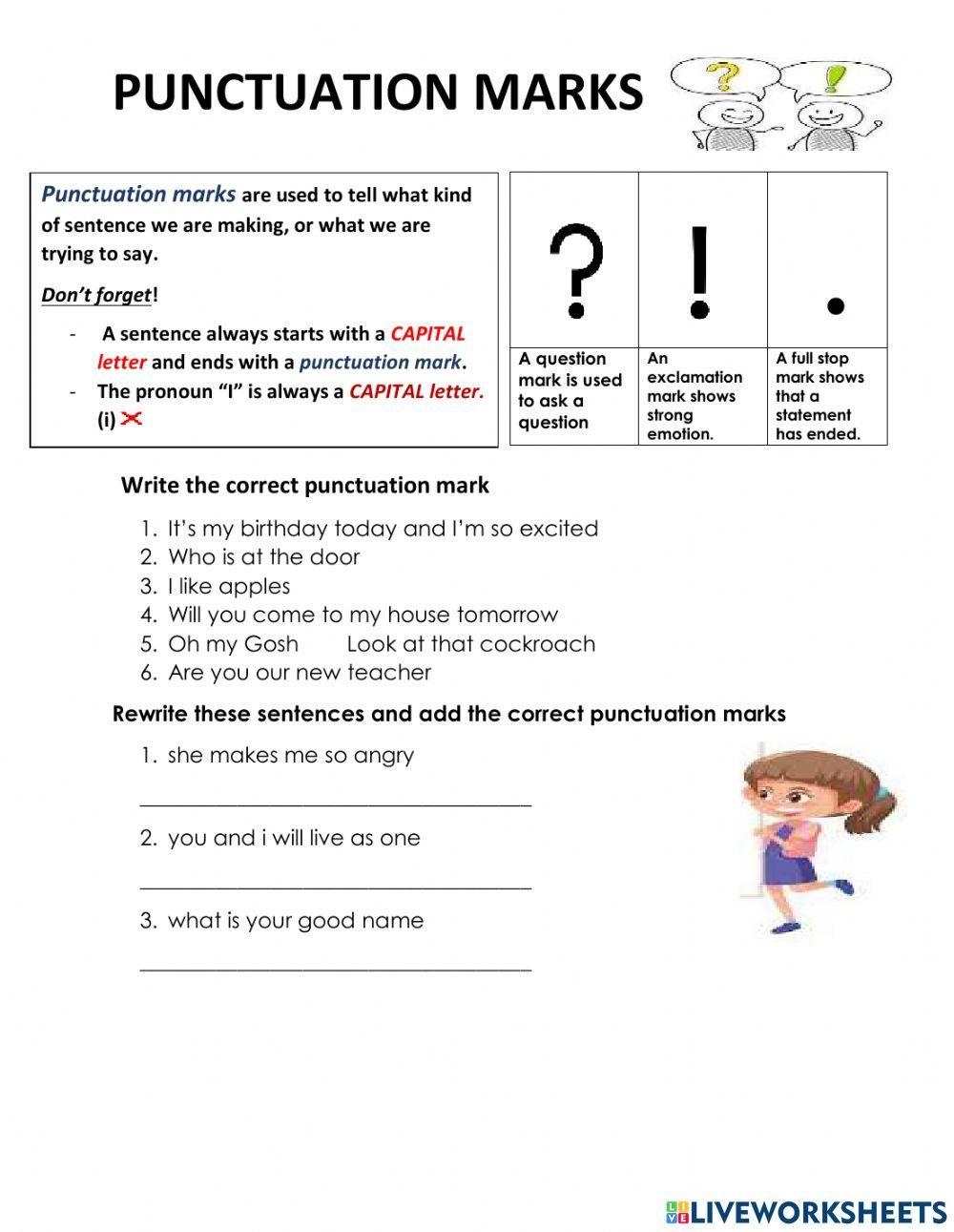 Punctuation Mar Free Interactive Worksheets 1542697