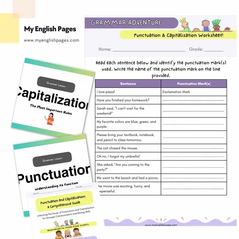 Capitalization Punctuation And Grammar Worksheets