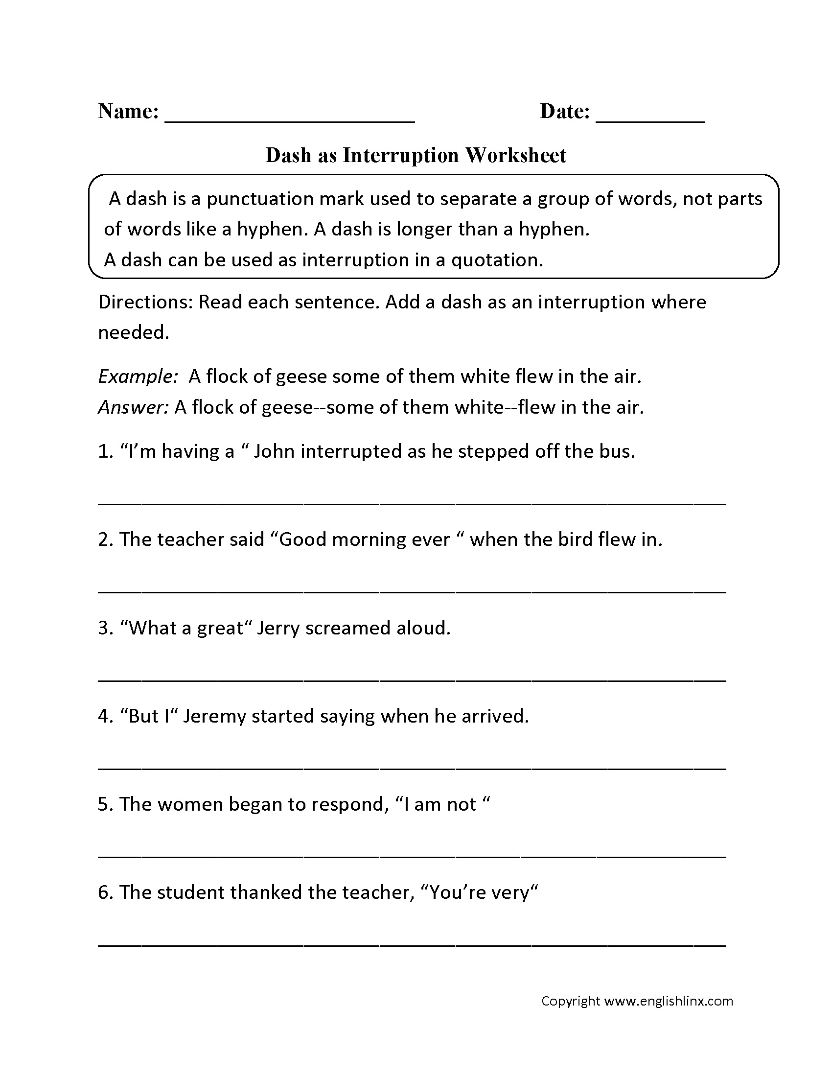 Punctuation Worksheets Dash Worksheets Punctuation Worksheets Dash Worksheets