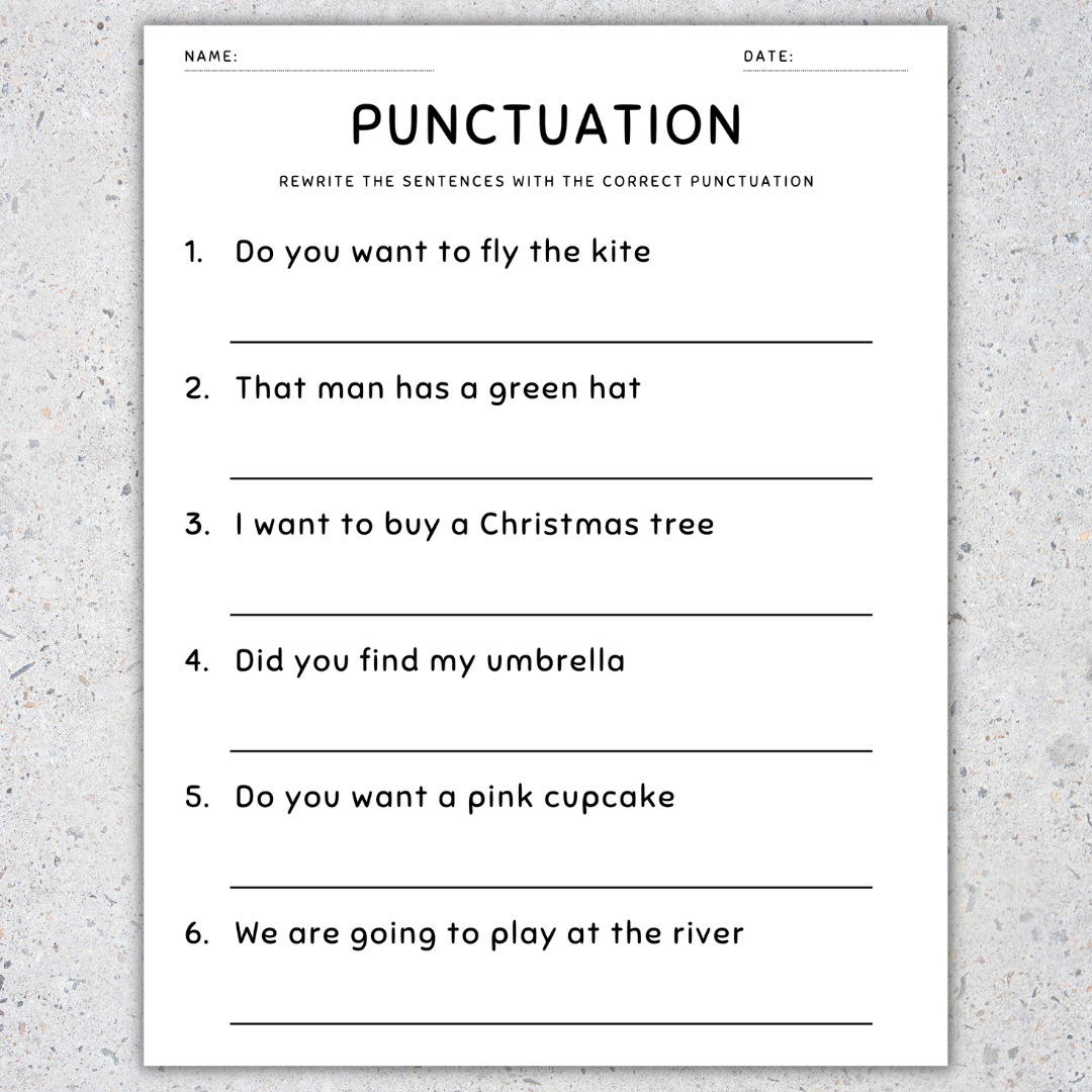 Punctuation Worksheets Fix The Sentences Grammar Practice 1st Grade Punctuation Worksheets Fix The Sentences Grammar Practice 1st Grade