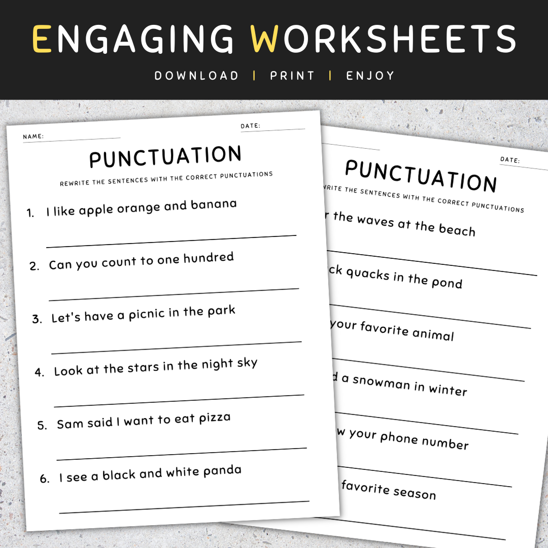 Punctuation Worksheets Fix The Sentences Grammar Practice 2nd Grade Made By Teachers