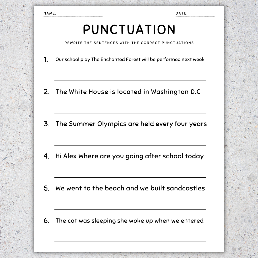 Punctuation Worksheets Fix The Sentences Grammar Practice 5th Grade Made By Teachers Punctuation Worksheets Fix The Sentences Grammar Practice 5th Grade Made By Teachers