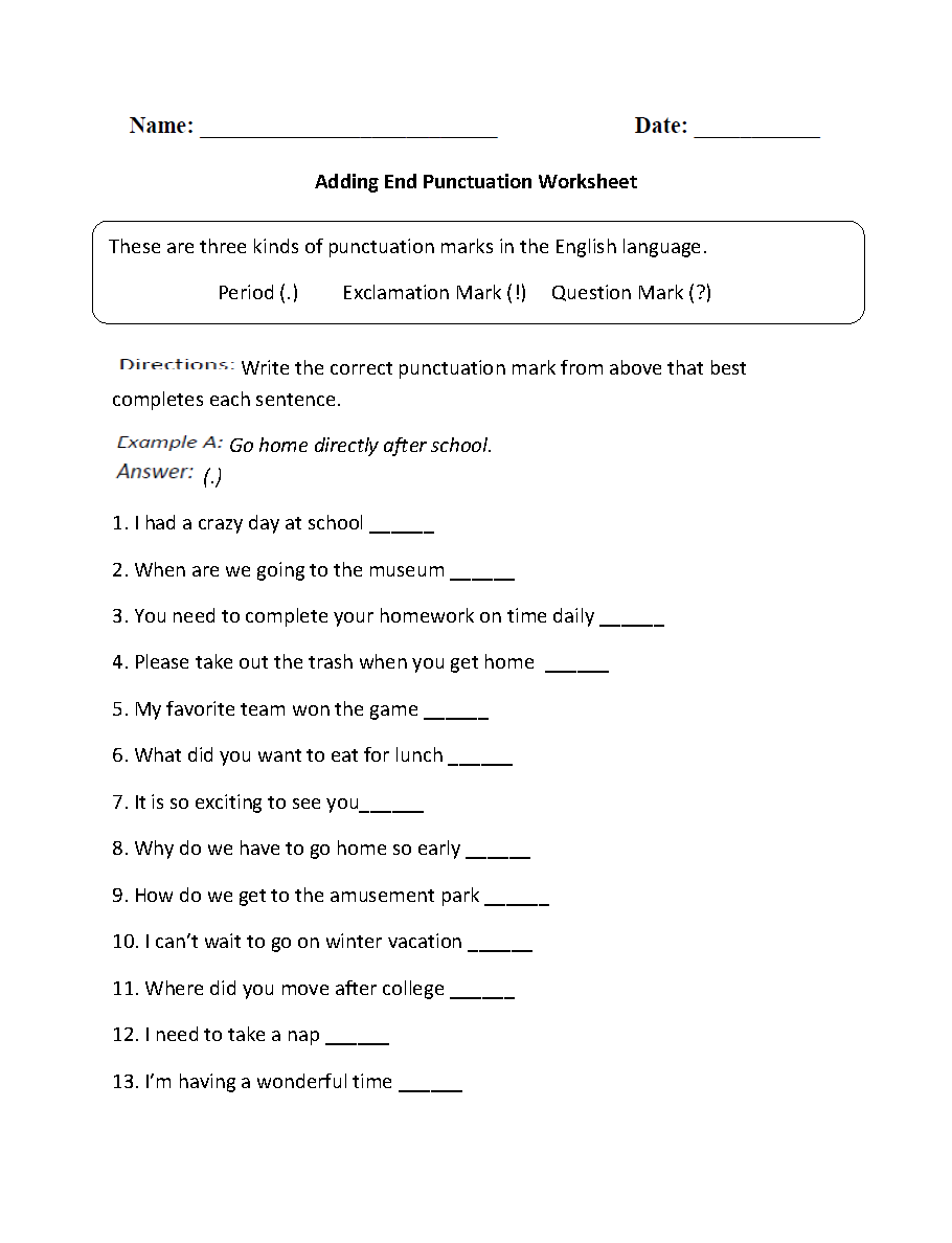 Grammar Worksheets For 6th Grade