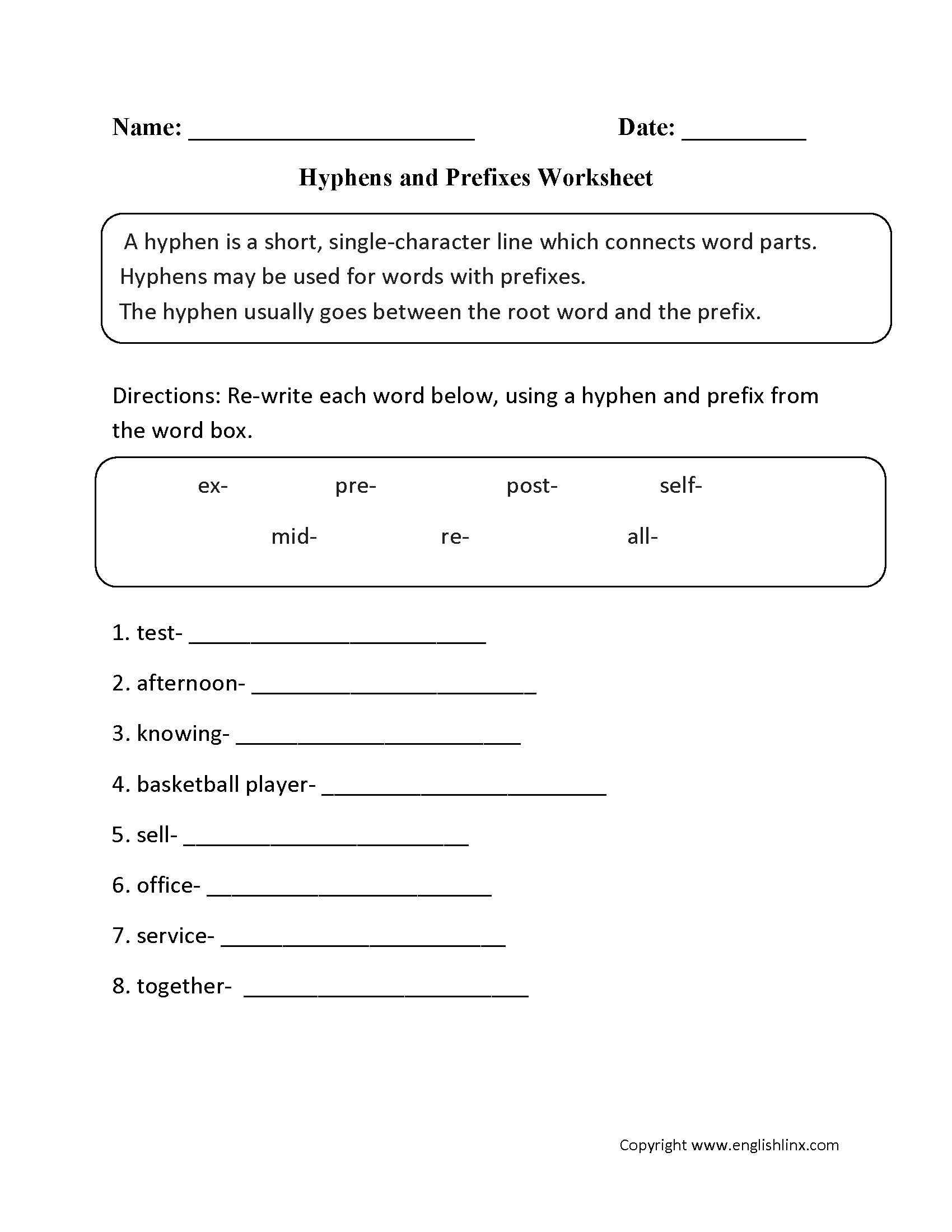 Punctuation Worksheets Hyphen Worksheets Punctuation Worksheets Hyphen Worksheets