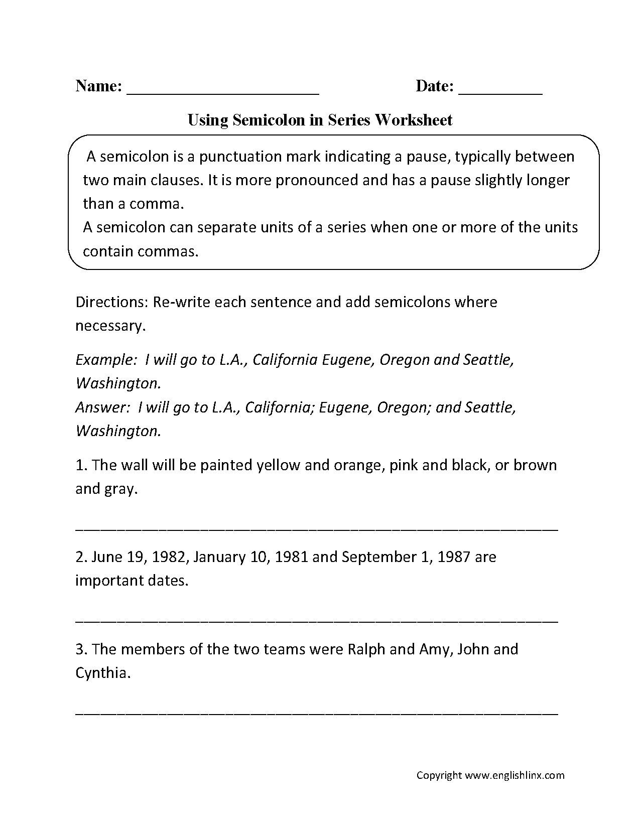 6th Grade Grammar And Punctuation Worksheets