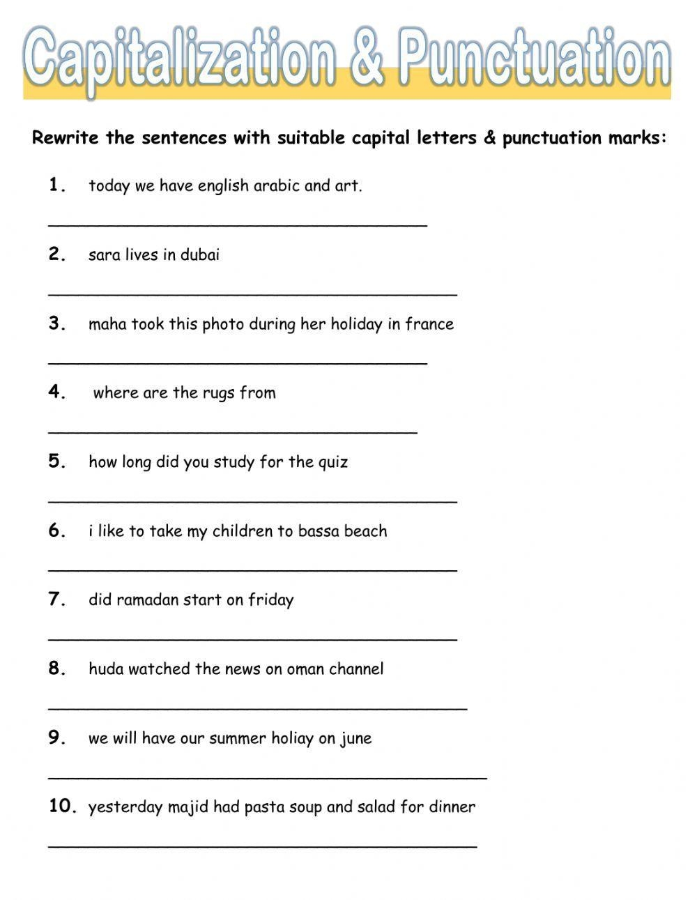 Punctuations Free Interactive Worksheets 543777