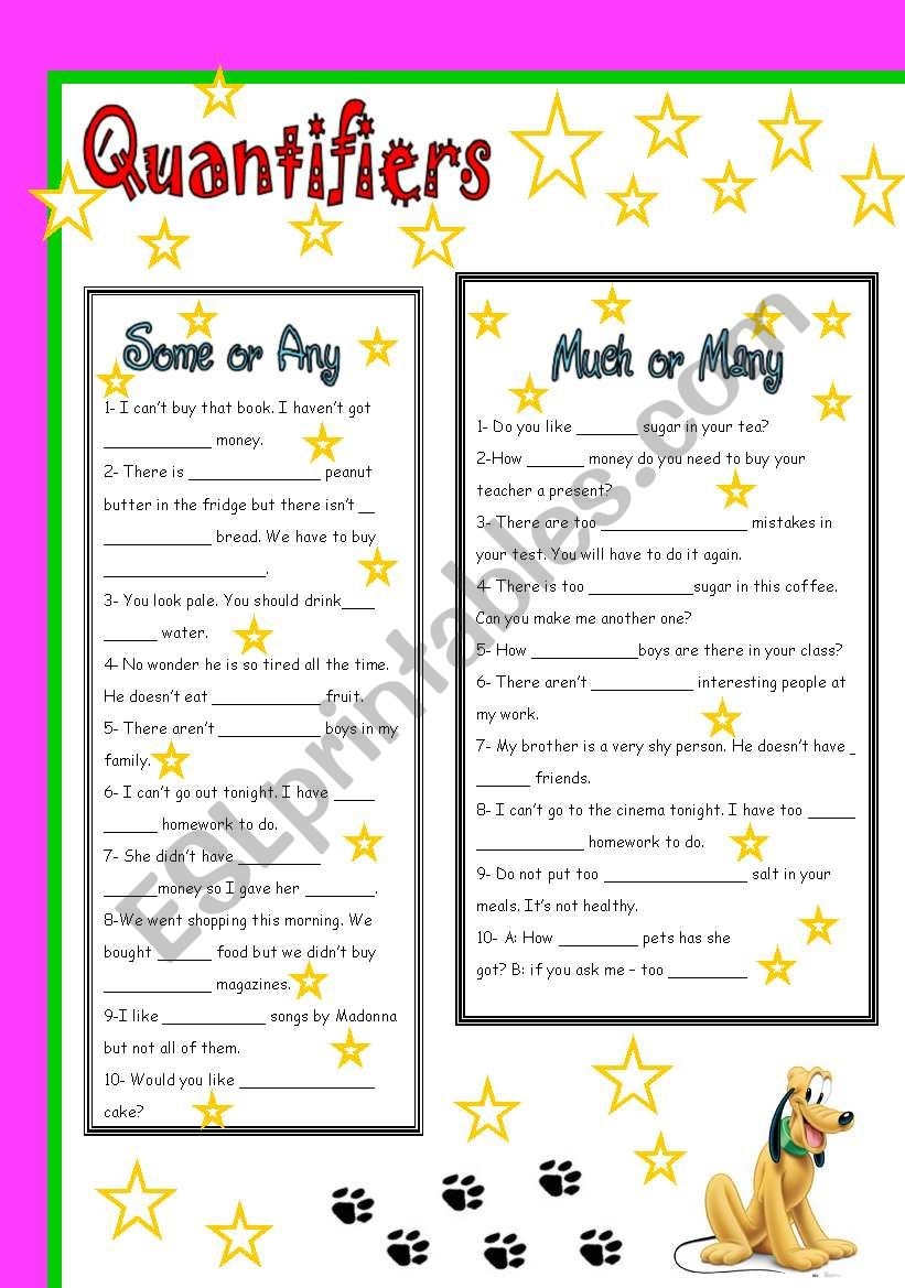 Quantifiers some Any Much Many ESL Worksheet By Soledad grosso