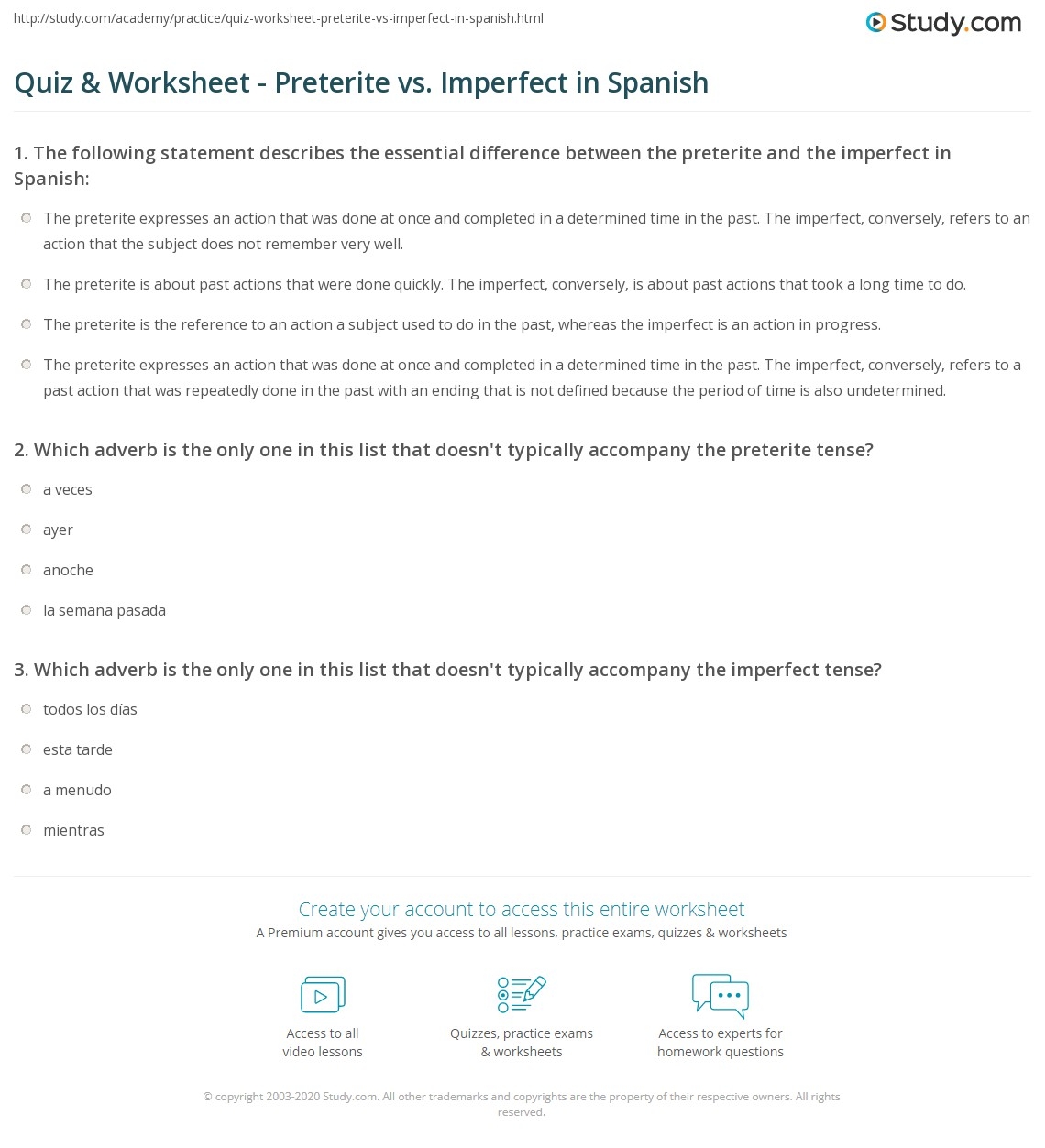 Conjuguemos Grammar Worksheet Preterite Vs Imperfect