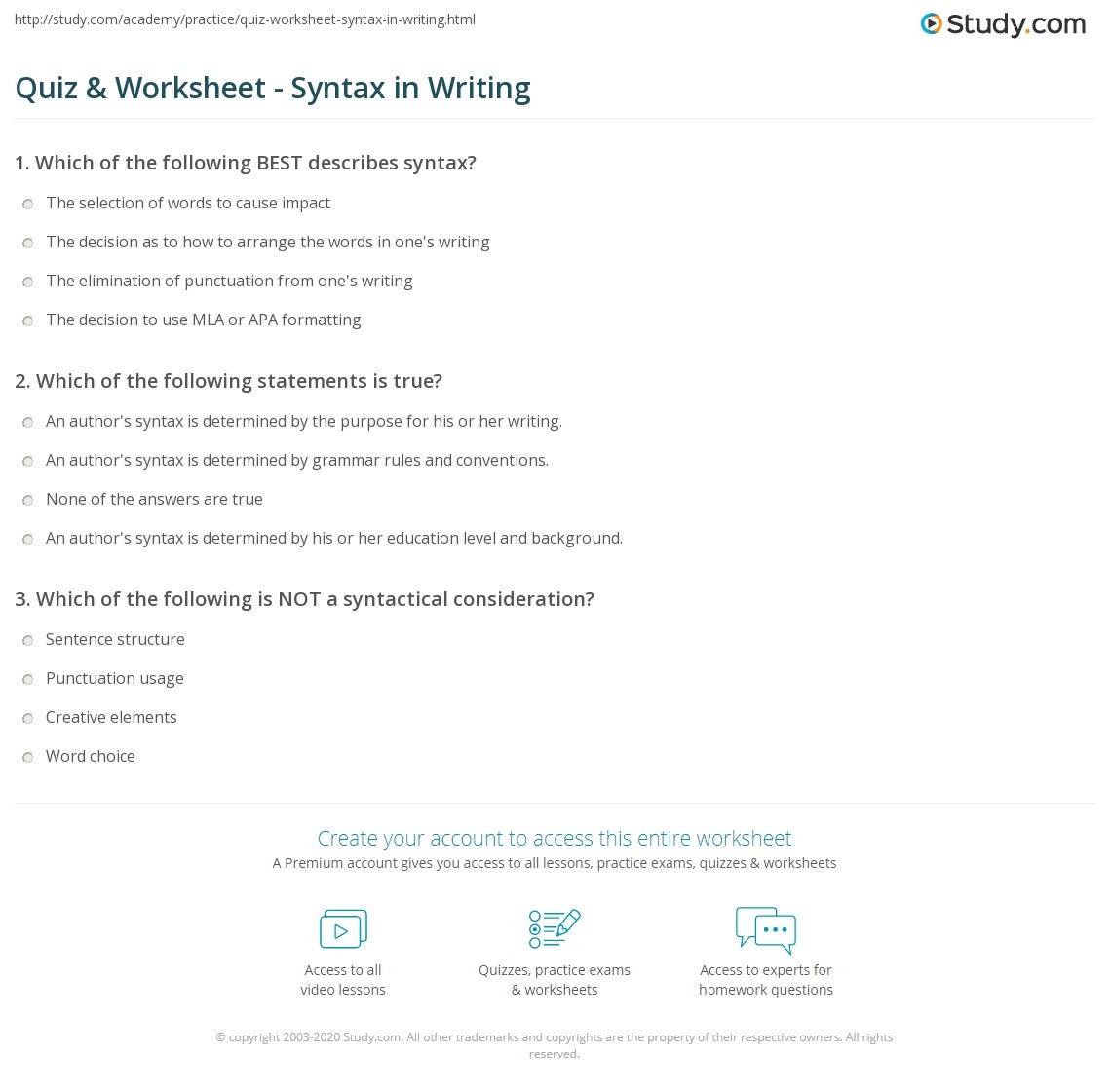 Grammar And Syntax Worksheets