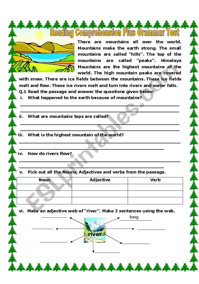 Reading Comprehension Plus Grammar ESL Worksheet By Asmajabbar Reading Comprehension Plus Grammar ESL Worksheet By Asmajabbar