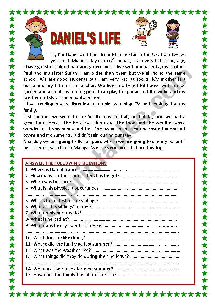 READING FOR BEGINNERS WITH LOTS OF QUESTIONS AND GRAMMAR EXERCISES 2 PAGES YOLANDA ESL Worksheet By Yolandaprieto READING FOR BEGINNERS WITH LOTS OF QUESTIONS AND GRAMMAR EXERCISES 2 PAGES YOLANDA ESL Worksheet By Yolandaprieto