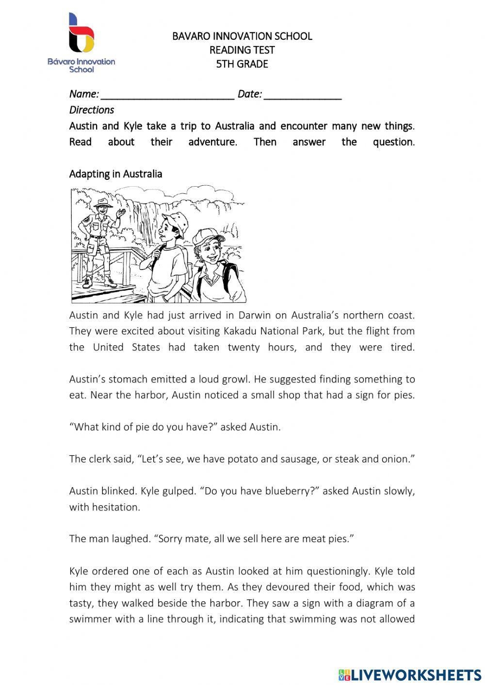 Reading Test 7t Free Interactive Worksheets 1078146