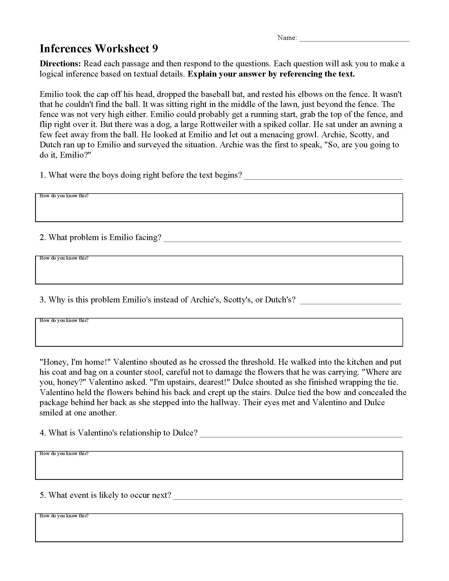 Reading Worksheets Comprehension And Inference Skills