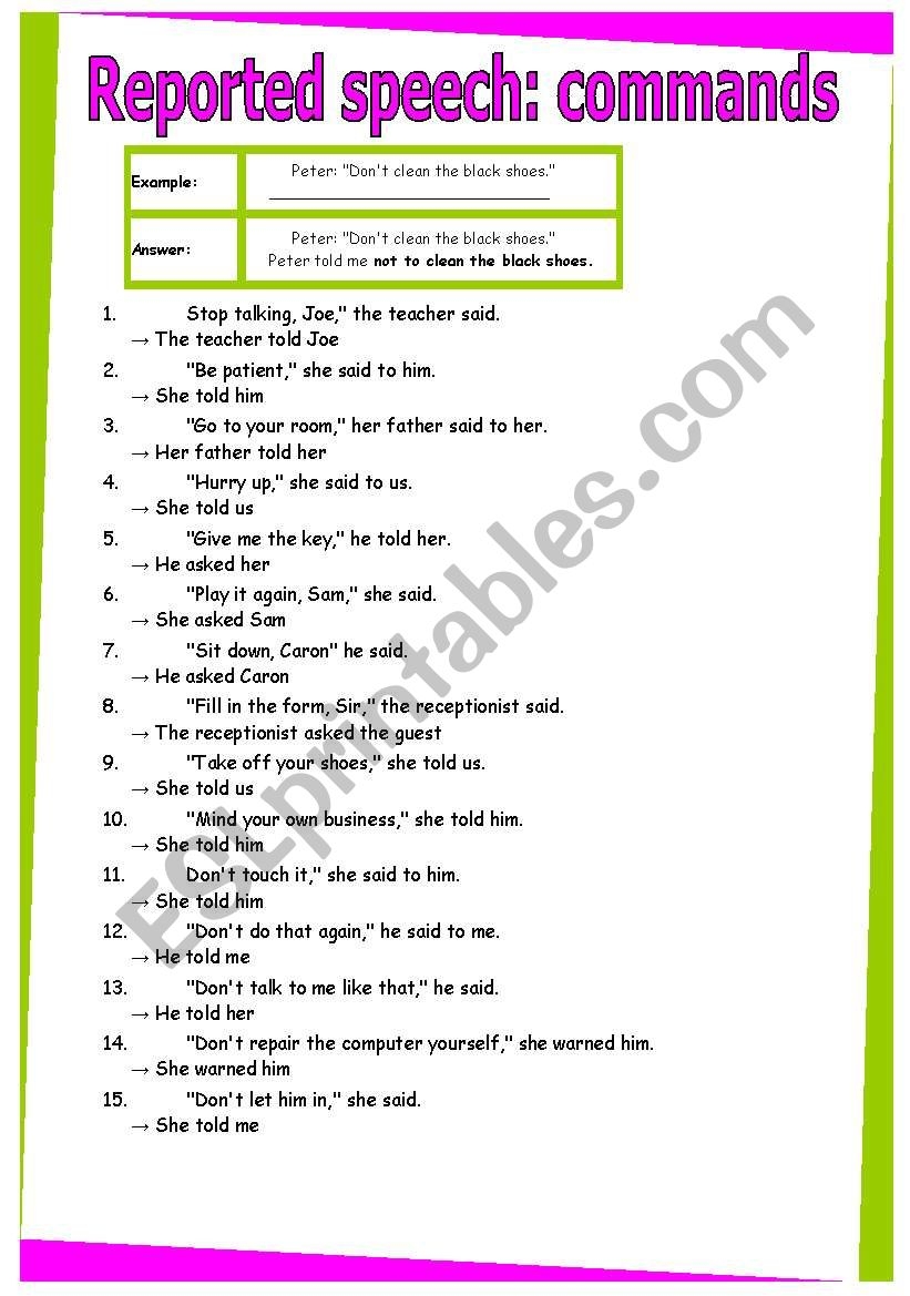 Command Grammar Worksheet Command Grammar Worksheet