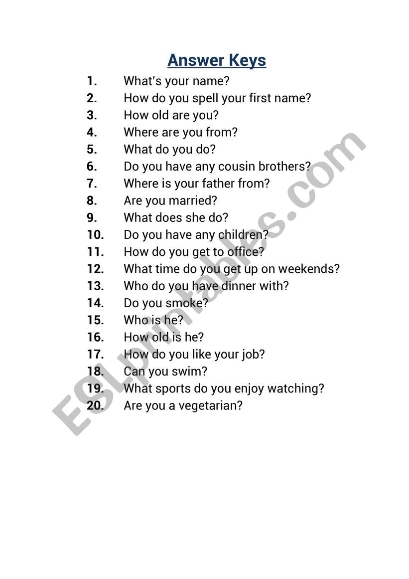Reverse Questions Exercise ESL Worksheet By Kutub