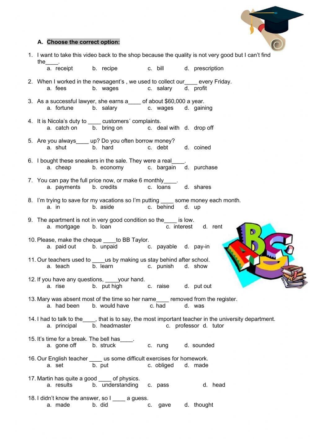 English Grammar Revision Worksheets English Grammar Revision Worksheets