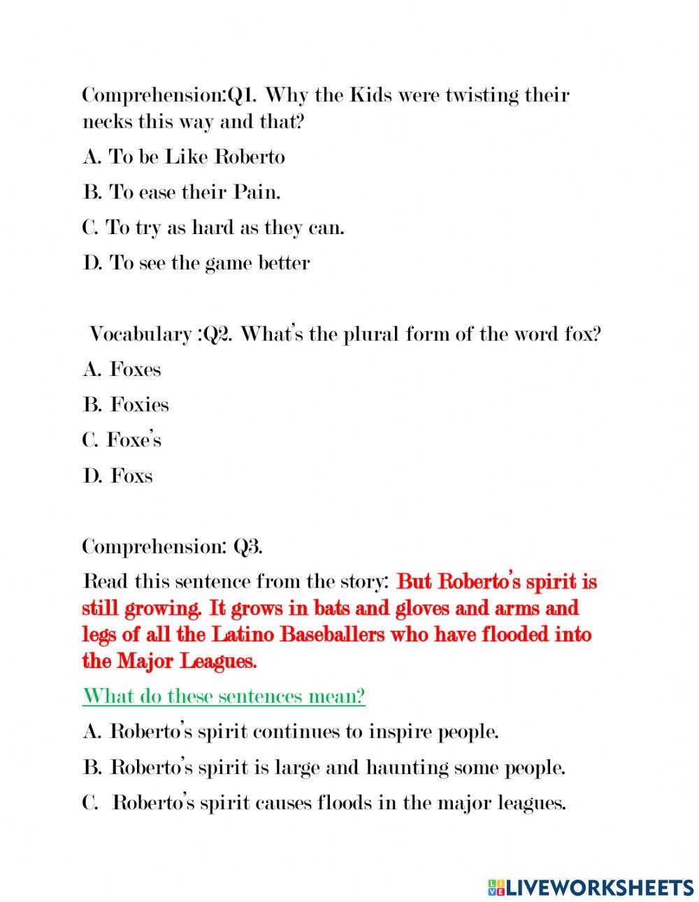 Roberto Clement Free Interactive Worksheets 2246862 Roberto Clement Free Interactive Worksheets 2246862