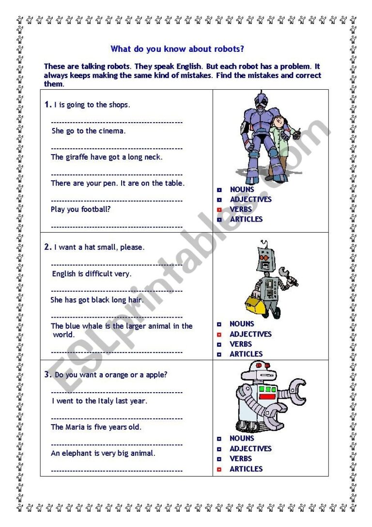 Robots ESL Worksheet By A antonides