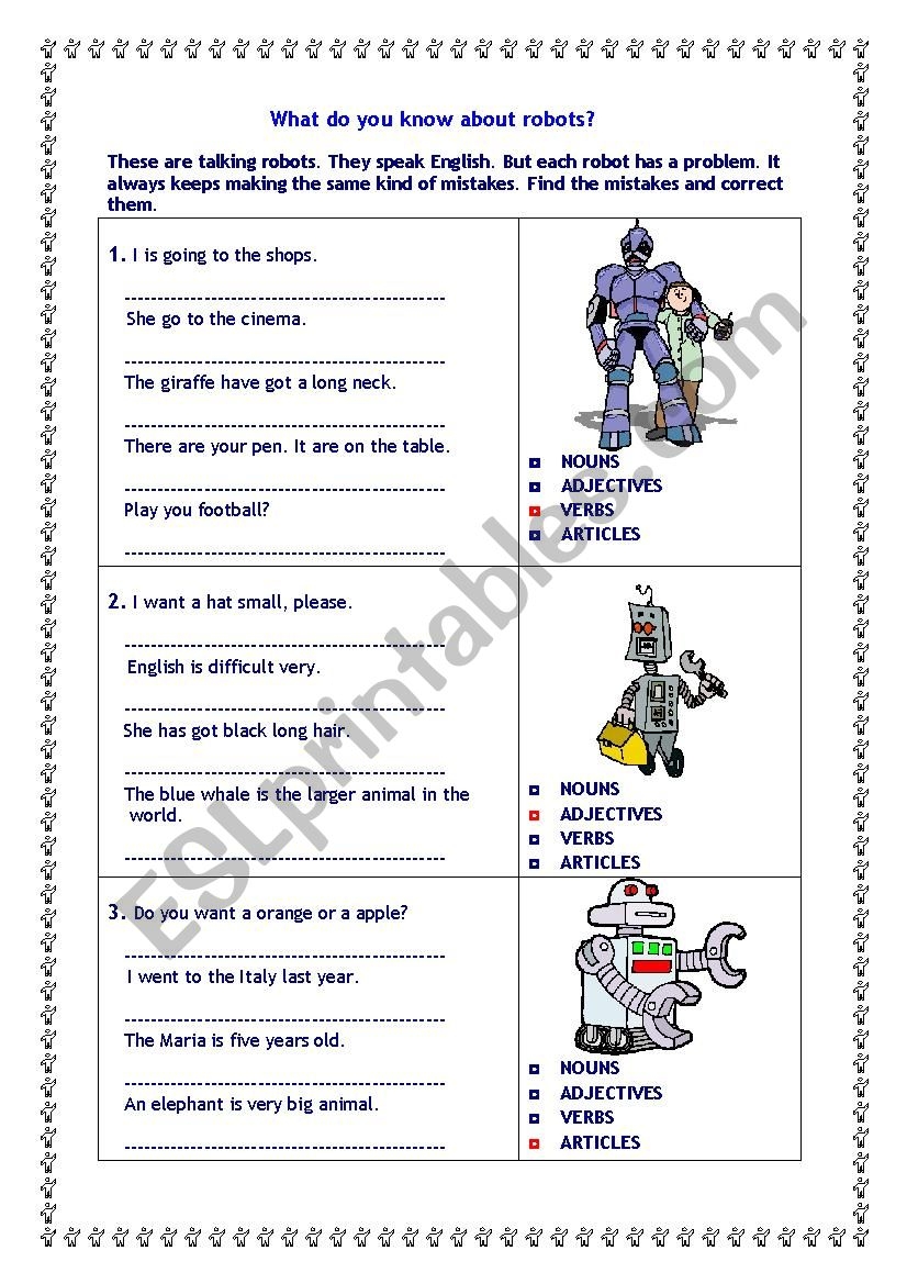 Robots ESL Worksheet By A antonides