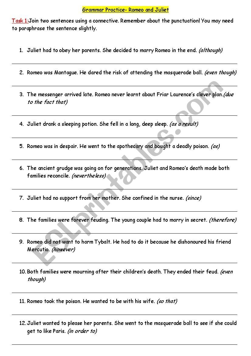 Romeo And Juliet ESL Worksheet By Pajtek3 Romeo And Juliet ESL Worksheet By Pajtek3