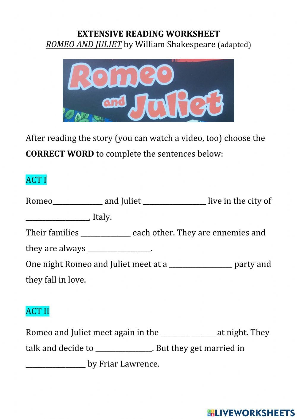 Romeo And Juliet Free Interactive Worksheets 743071 Romeo And Juliet Free Interactive Worksheets 743071