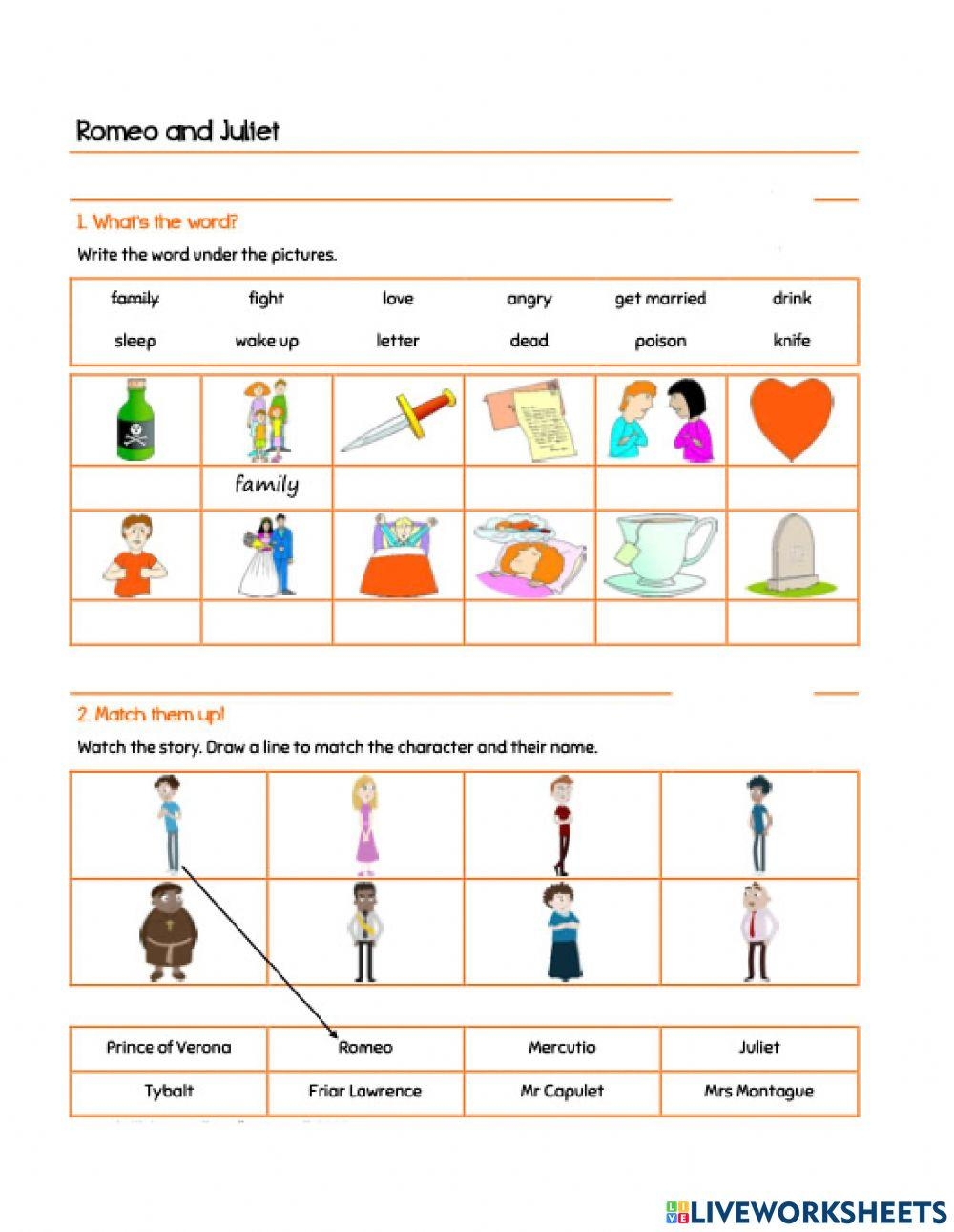 Romeo Juliet Free Interactive Worksheets 969163 Romeo Juliet Free Interactive Worksheets 969163