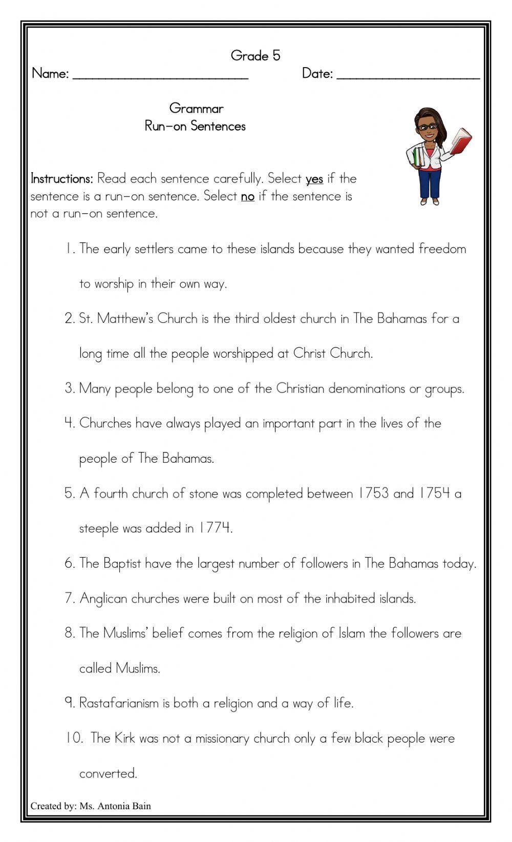 Run On Sentences Free Interactive Worksheets 461931