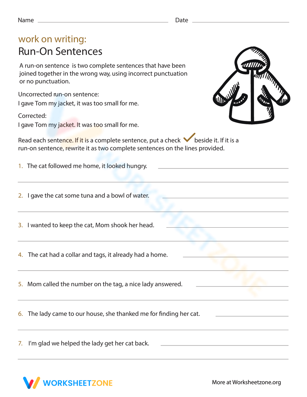 Run On Sentences Worksheets Printable