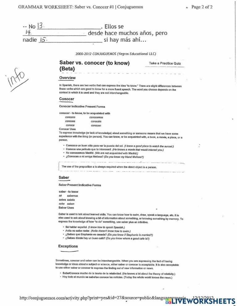 Saber Y Conocer Free Interactive Worksheets 5367294