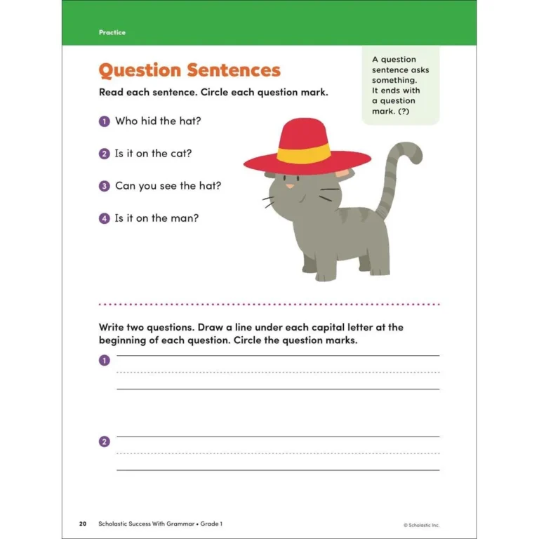 Scholastic Success With Grammar Workbook Grade 1