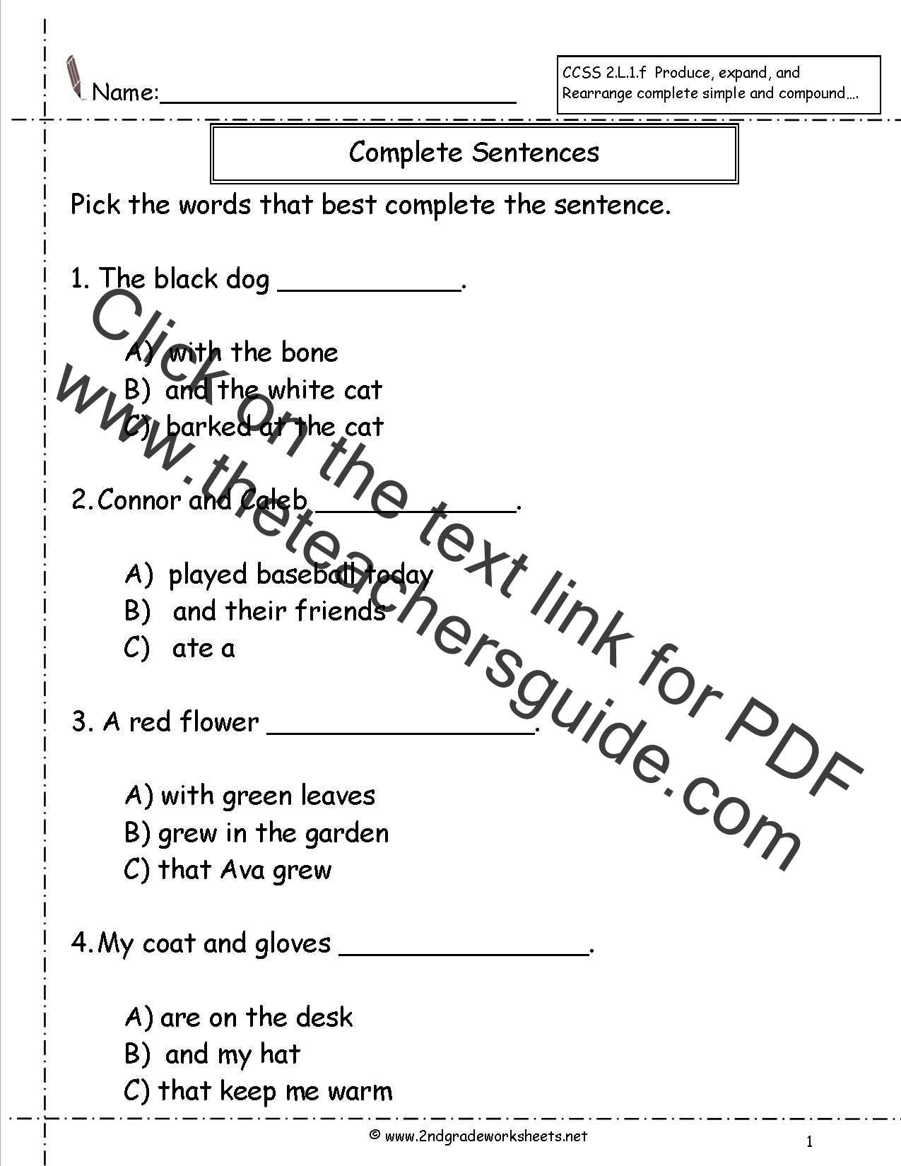 2nd Grade Grammar Correction Worksheets