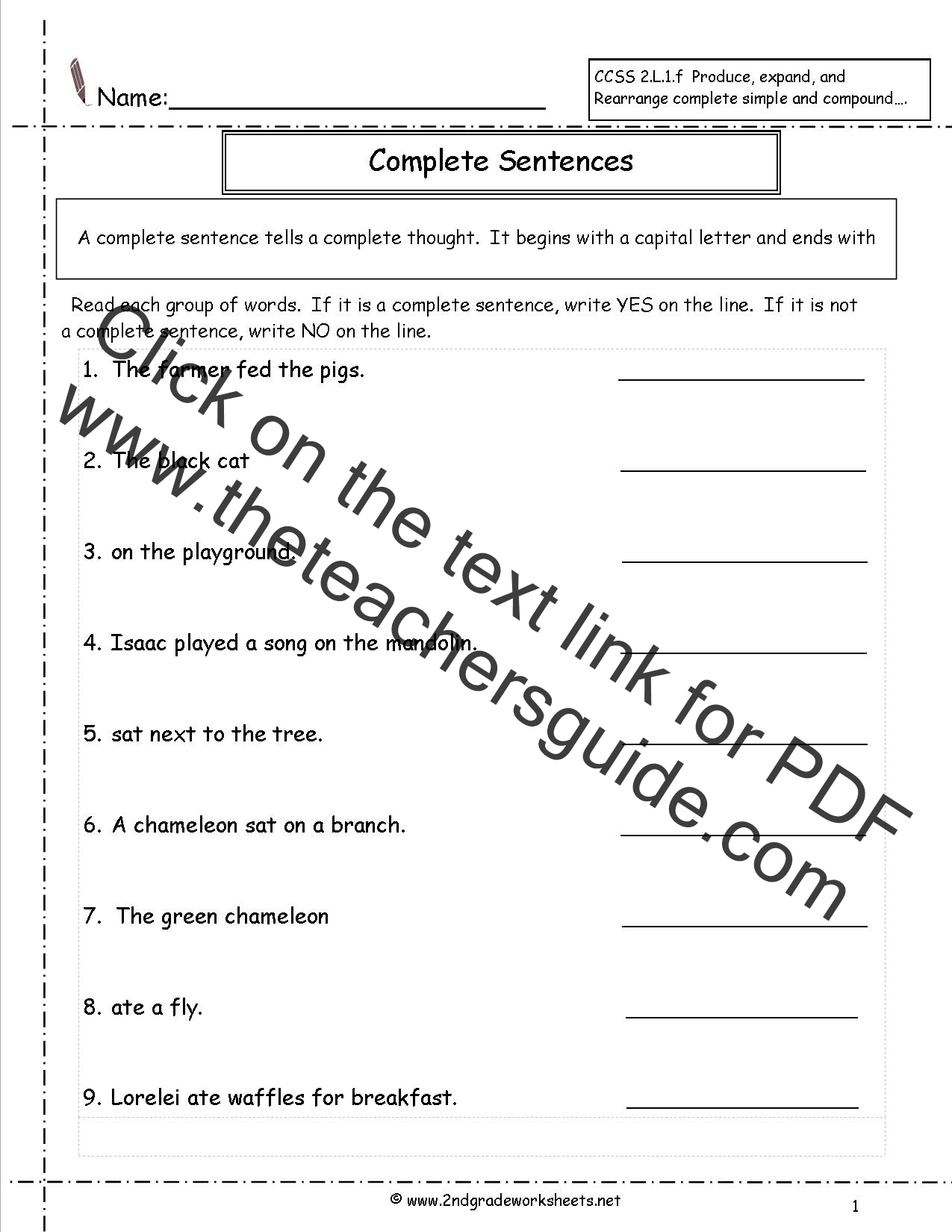 Second Grade Sentences Worksheets CCSS 2 L 1 f Worksheets Second Grade Sentences Worksheets CCSS 2 L 1 f Worksheets